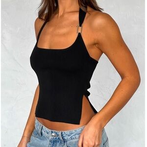 White Fox Boutique You're On Your Own Halter Top Black